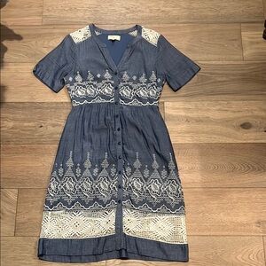Blue and White Embroidered Dress